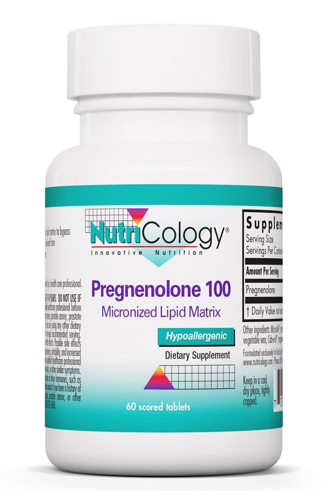 NutriCology Pregnenolone 100 mg - Micronized Hormone Precursor - Stress & Well-Being Support - Enhanced Absorption Formula - 60 Servings - 60 Tablets