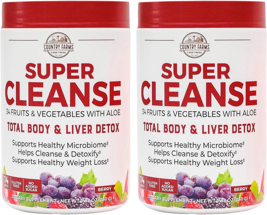 LAND FARMS Super Rensning, Super Juice Rensning, Understøtter sundt fordøjelsessystem, 34 Frugter og grøntsager, fremmer naturlig afgiftning, Fremme sund vægthåndtering, 28 Servering