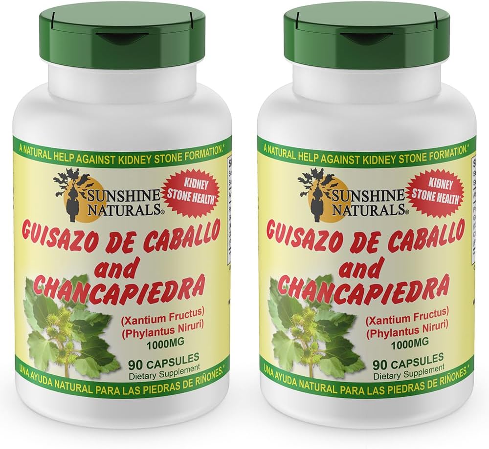 Sunshine Naturals Guisazo & Chancapiedra Herbal Blend, Natural Dietary Supplement for Wellness Support, 90 kapsler. Pakning med 2