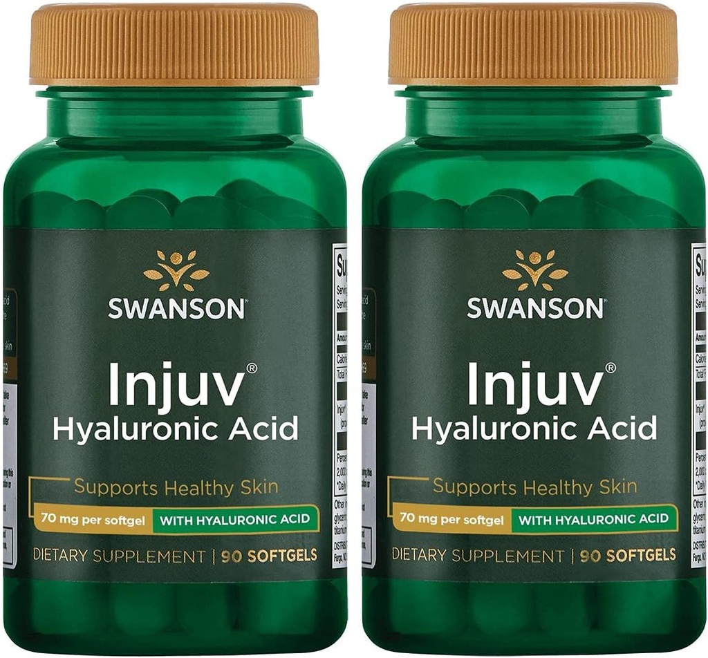 Swanson Injuv - Understøtter naturlig hud Fugt Tilbageholdelse - (90 Softgels, 140mg Hver) 2 Pack