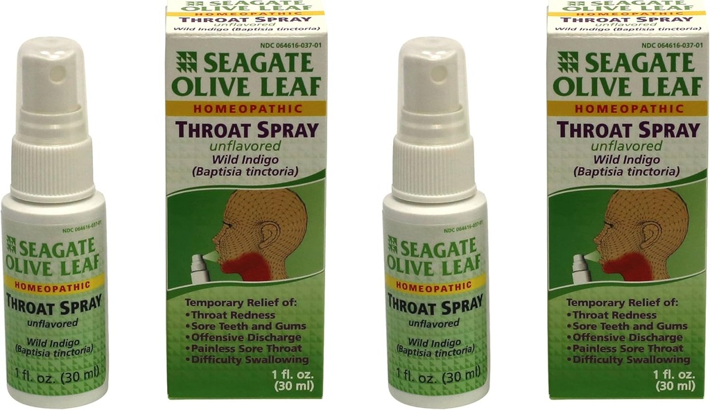Seagate Products Homøopatiske Olive Leaf Hals Spray 1 Unse Unflavored 2pack