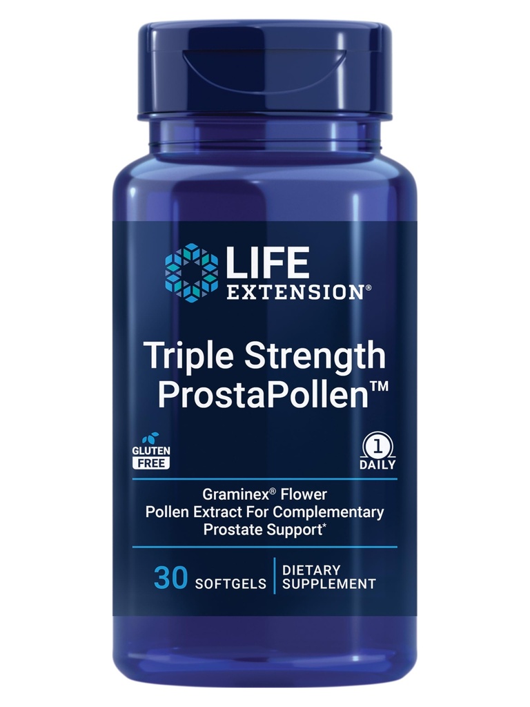 Life Extension Triple Strength ProstaPollen ™, Prostata Sundhed, Prostata funktion, Flower Pollen Extract, Gluten Free, 30 softels