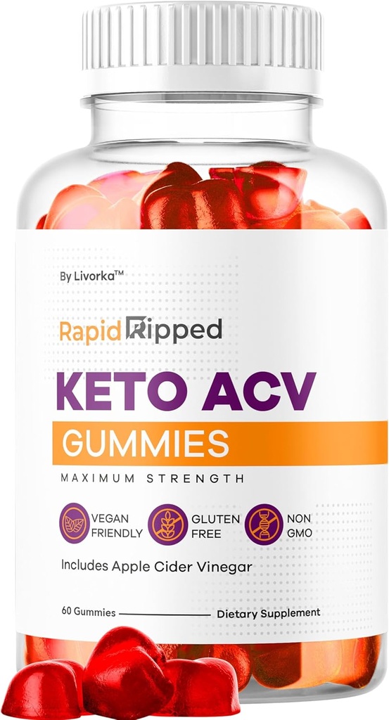 Rapid Ripped Keto ACV Gummies Vægttab Support, Rapitrup Keto Plus Apple Cider Vineddike Gummy Advanced Formel 1050MG, Alle naturlige Gomitas anmeldelser, 60 Gummies for 1 Måned