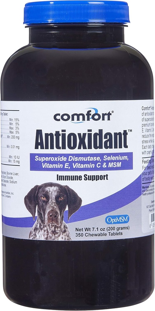 Kala Health COMFORT Antioxidant supplement til hunde, 350 greve, immunforsvar og hjælper med at reducere hudallergi, Indeholder: MSM, Superoxide Dismutase, Selen og C-vitamin & E, Lavet i USA