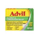 Advil Allergi og Congestion Relief tabletter, Smerte Reliever, Feber Reducer og Allergy Relief med Ibuprofen, Phenylephrin HCl og Chlorpheniramin Maleate 4 mg - 20 overtrukne tabletter