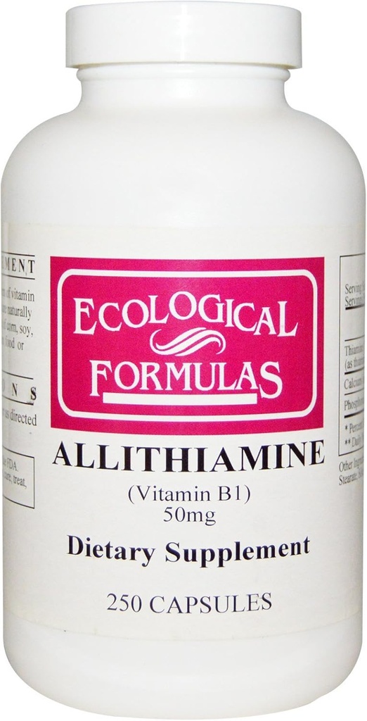 Økologiske formler Allithiamin Vitamin B1, 50 mg, 250 kapsler