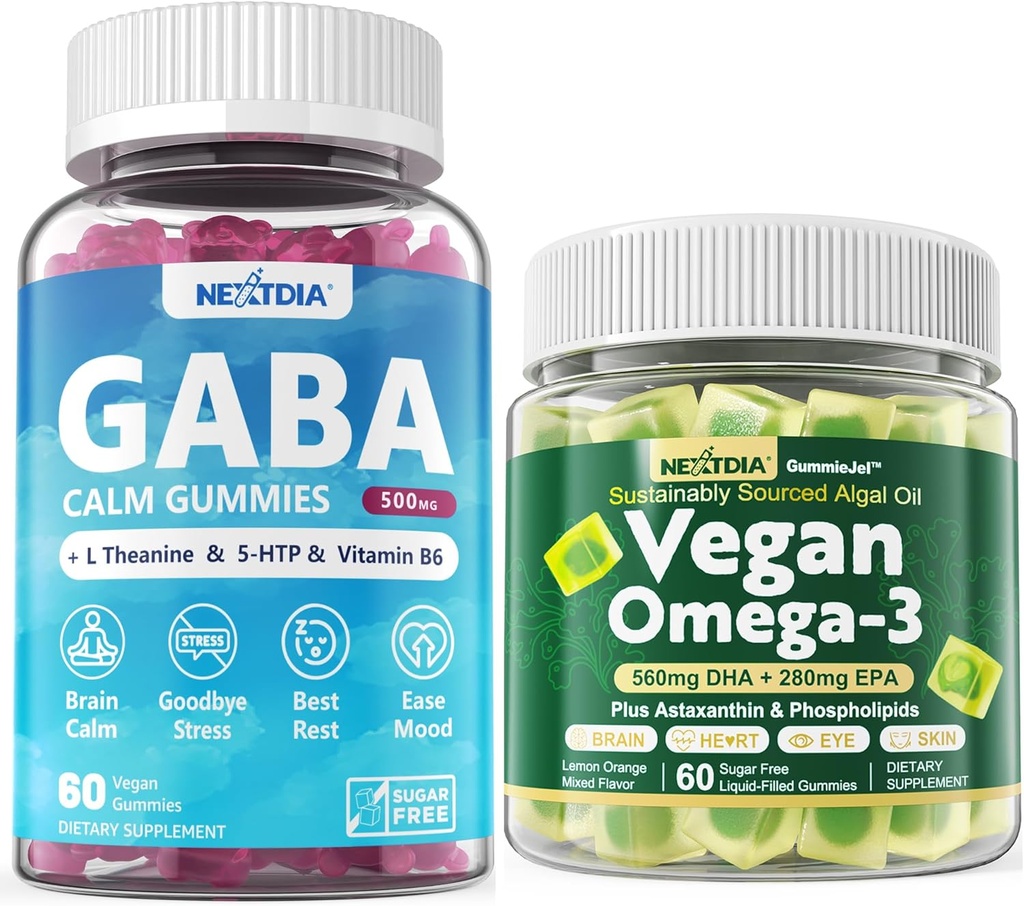 Vegansk Omega 3 Gummies 1 Pack + GABA Gummies Sukker Free 2 Pack