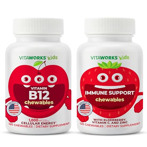 Kids Vitamin B12 Chewables + Elderberry + Zink + C Chewables Bundle