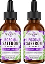 Saffron Supplements - 88.5 mg Saffron Extract Better Bioavailability Liposomal Drops for Mood, Energy, Vision & Focus with Ashwagandha, Turmeric, Magnesium, Zinc, Vitamin B12 & D3, 60 ml, 60 Servings