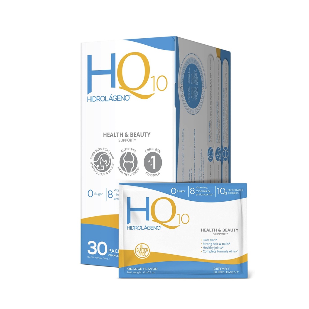 Hidrolageno Q10, hydrolyseret kollagen, vitaminer, ZINC, antioxidanter, 30 breve pr. pakning, 4.2 Ounce, pakning med 1 stk.