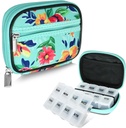 Serfeymi Weekly Travel Pill Organizer Pill Case for Purse med Aftagelig 7 Day Pill Box, Fashificent Travel Medicine Organizer Pill Container for Medicine, Vitamin, Supplement - Green 01 + Pill Box