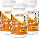 DEVA Økologisk Vegansk Vitaminer Hør Seed Oil - Rich in Omega-3, Cold- Presset & Uraffineret - 90 kapsler (pakning med 3 stk.)