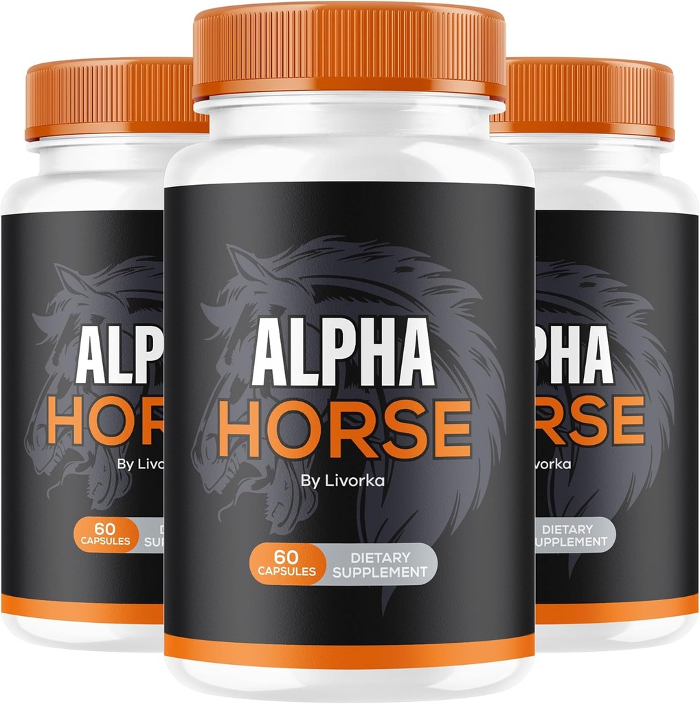 (3 Pack) Alpha Horse, Alpha Horse Pills for Men, Alpha Horse Kapsler, Alpha Horse Supplement, Alpha Horse Vitamin Alle naturlige Premium Formel, Alpha Horse Support Support, 180 Kapsler til 3 Måned