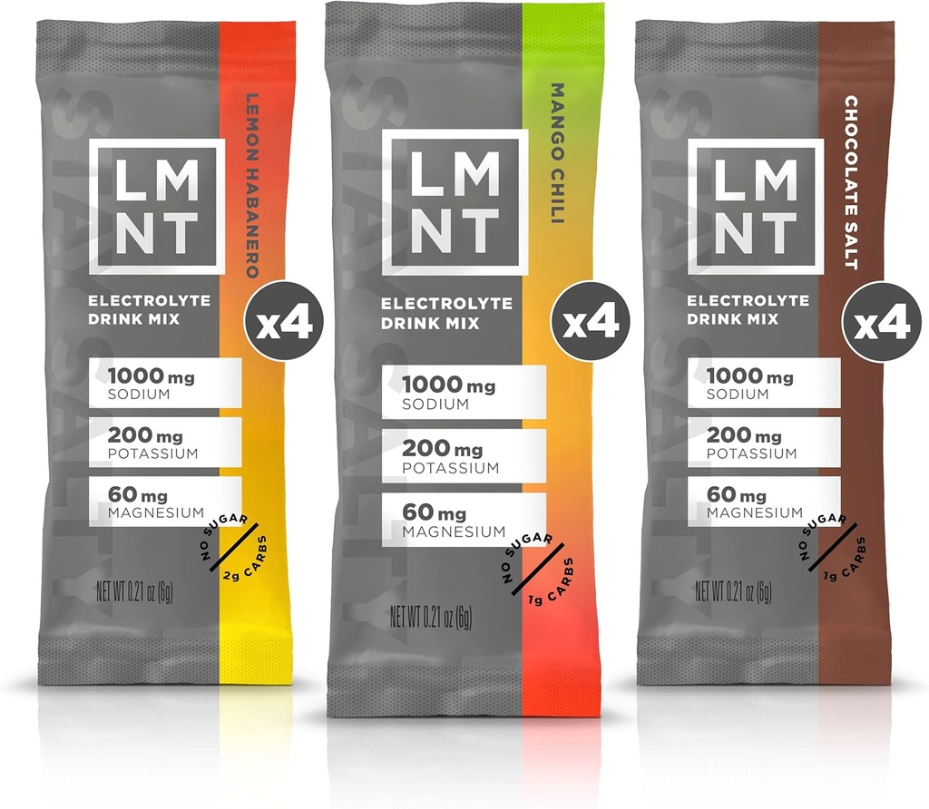 LMNT Keto Electrolyte Powder Packets ttesmå 124; Paleo Hydration Drink Mix 124; Ingen sukker, Ingen kunstige ingredienser