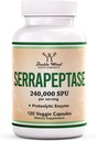 Serrapeptase 240.000 SPU Max Potency (120 Veggie Capsules) Proteolytisk enzym for Sinus, Luftveje og fælles sundhed (Non-GMO, Gluten Free, Vegetar Safe) af Dobbelt Træ