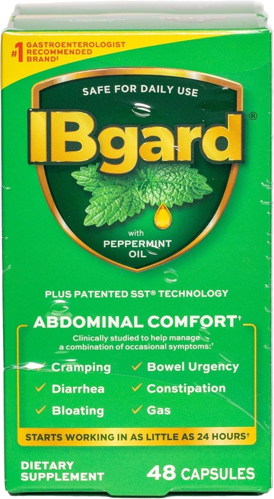 IBgard Gut Health Supplement, Pebermynte Oil Capsules for Abdominal Comfort, 96 Capsules