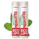 Eco Lips Certificeret Organic Medicated Lip Balm for Cold Sores & Fever Blisters med Menthol, Tea Tree og Lemon Balm 2 pakke af Eco Lips 100% Natural. Fremstillet i USA