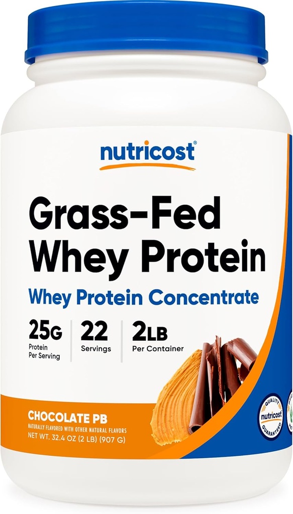 Nutricost Grass- Fed Whey Protein koncentrat (Chocolate Peanut Butter) 2LBS - Post Workout Powder Supplement, Non- GMO