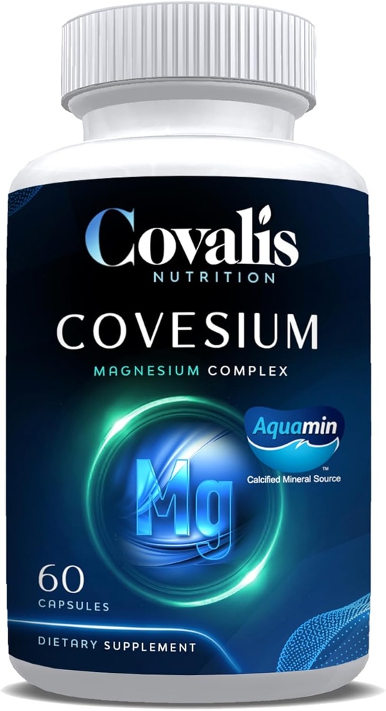 Covesium Magnesium Complex Supplement- 124; 5 Typer af Magnesium - Hydroxid, Glycinat, Citrat, Malat, Oxide - 124; Muskelsynsfunktion; 124; 60 Kapsler