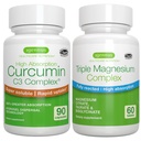 Triple Magnesium Complex + High Absorption Curcumin C3 Complex, Vegan Bundle, High Absorption Chelated Glycinate, Taurate & Citrate Magnesium + 300% større Absorption Curcuminoider med hurtig Optagelse,