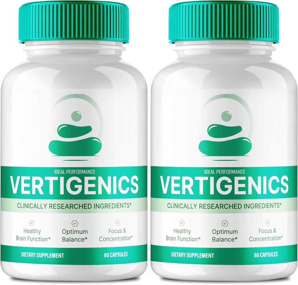 Vertigenics Brain Supplements for Memory and Focus Capsules, Vertigenics Advanced Formel Brain Health Support - Maksimal styrke Nootropics Verti Genics Alle naturlige support anmeldelser (2 Pack)