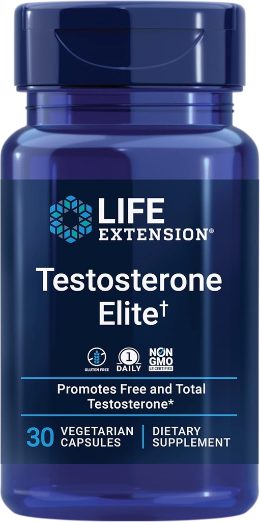 Life Extension Testosteron Elite - Testosteron Produktion Support til mænd - med Luteolin, Pomegranat og Cacao Seed Extract - Glutenfri, Non- GMO, Vegetar - 30 kapsler