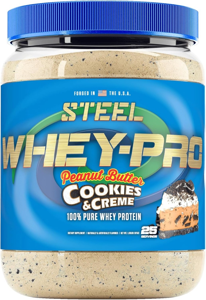 Steel Kosttilskud Whey- Pro Buddy; Whey Protein Powder for mænd og kvinder Buddy 124; Peanut Butter Cookies & Creme Buddy 124; 25 Servere (1,82lbs) Buddy; BCAA Amino Acid Buddy 124; Essential Amino Acid Buddy 124; Gluten Free Buddy 124; Low Carb