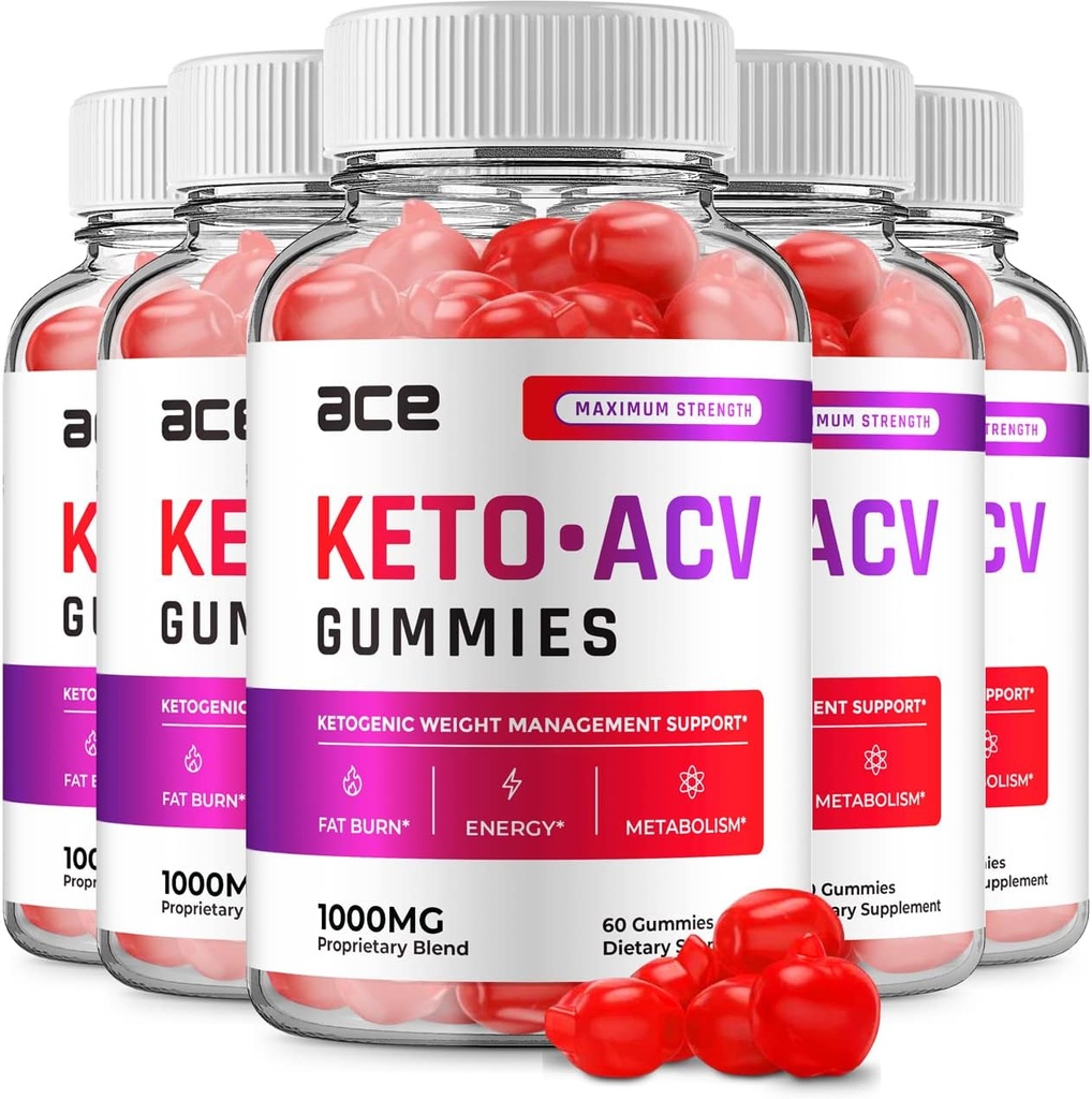 (5 Pack) Ace Keto ACV Gummies - Advanced Formula Ace Keto Plus ACV Gummies Apple Cider Vinegar Ace ACV, Weight Management, Dietary Supplement Reviews Men Women (300 Gummies)