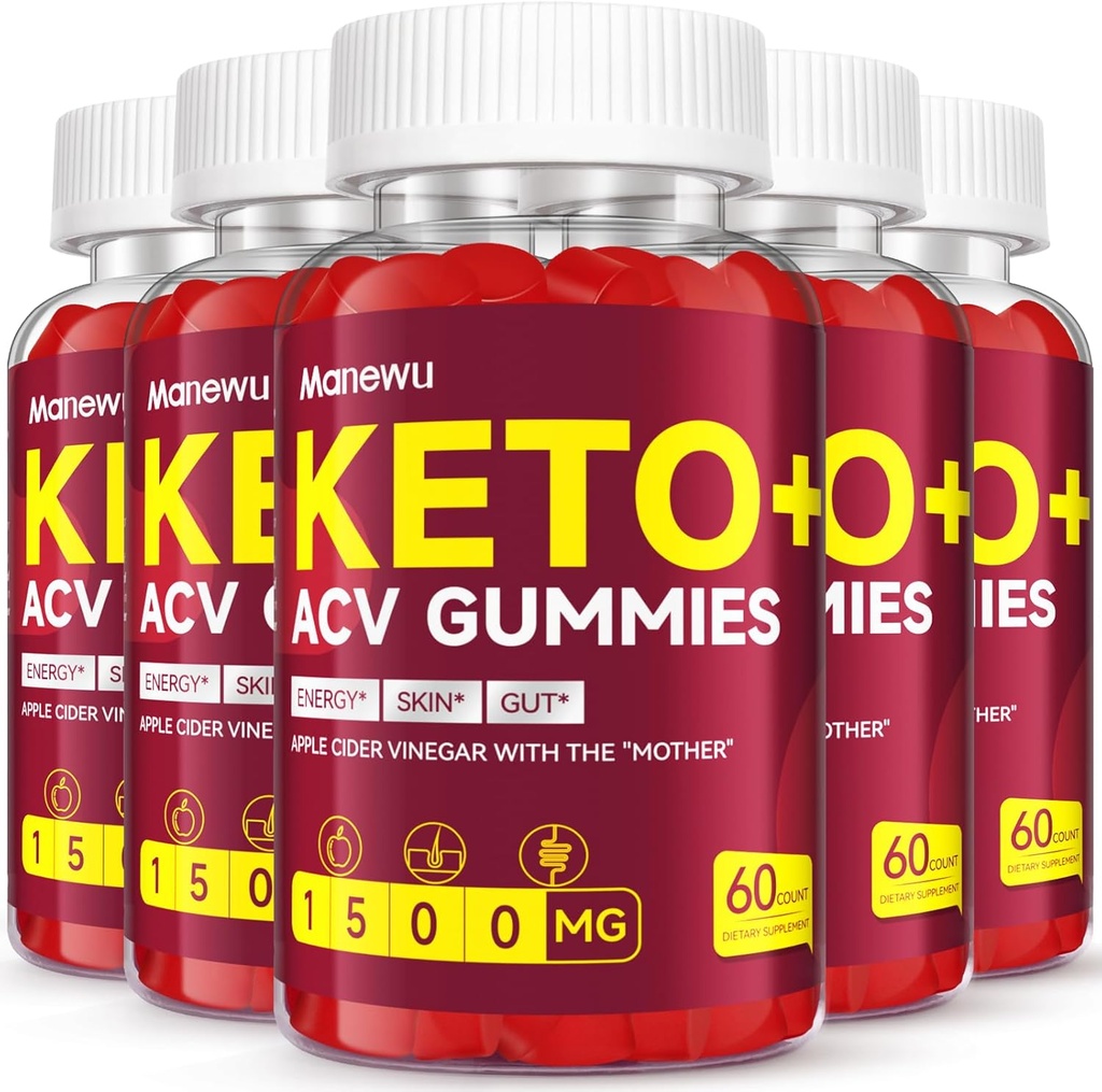 Keto ACV Gummies - 1500mg Apple Cider Vinegar with Mother - Vegan, Non-GMO,Organic Apple Cider Vinegar Gummies for Women Men, Detox & Cleanse, 5 Pack