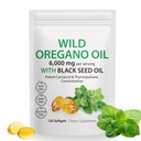 Olie af Oregano Softgels, Oregano Oil Capsules Organic, 2- in-1 6000mg Olie af Oregano med Black Seed Oil 200mg, Oregano Oil med Black Seed Oil Softgels, 120 Softgel Capsules