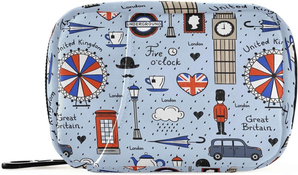 London Retro Print Pill Box 7 Dag Pill sag Rejse Pill Organizer Bag med lynlås Portable ugentlige Vitamin Medicin Supplement Holder Pouch Bag