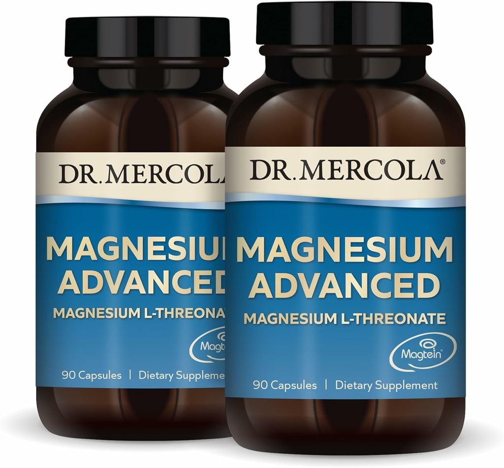 Dr. Mercola Magnesium Advanced, 2- Pack (90 kapsler Hver), Kosttilskud, Magnesium L- Threonat, Non- GMO