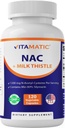 Vitamatisk NAC tillæg N-Acetyl-L-cystein (NAC) med mælk tidsel 50: 1 Uddrag - understøtter immunforsvar, luftveje, leversundhed, 1200 mg per servering, 120 Veg kapsler