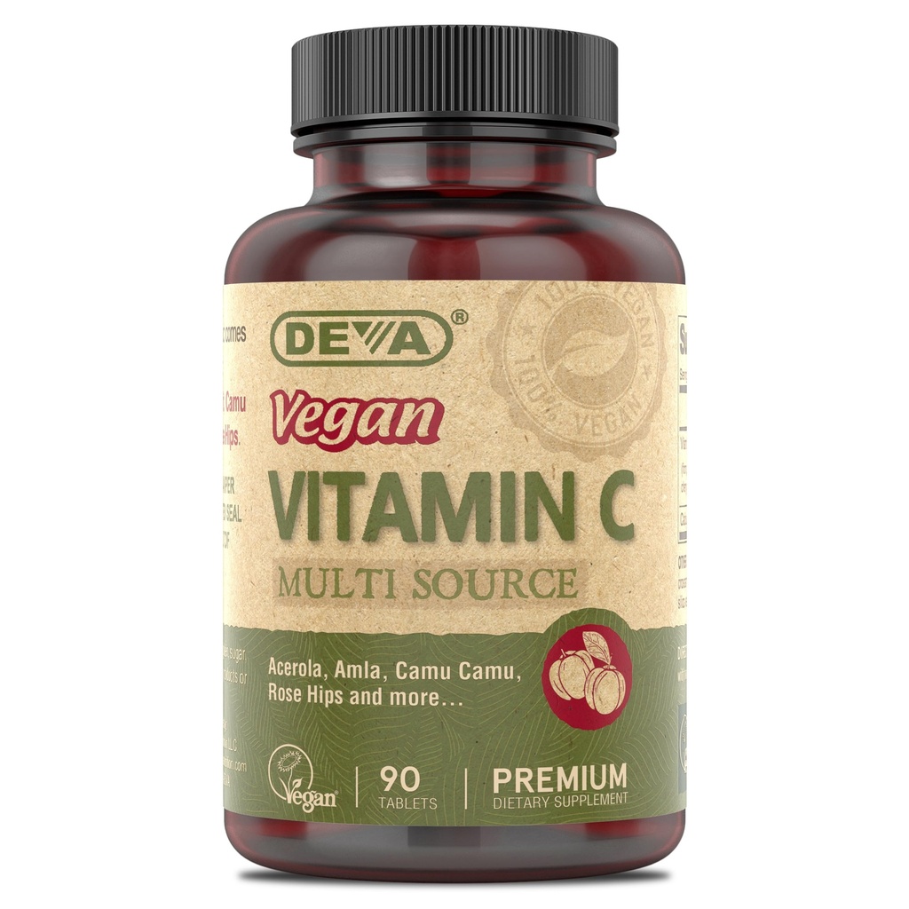 DEVA Vegan Vitamin - Vegan Food Based Premium Vitamin C - Flertal - Non- GMO - 90 tabletter