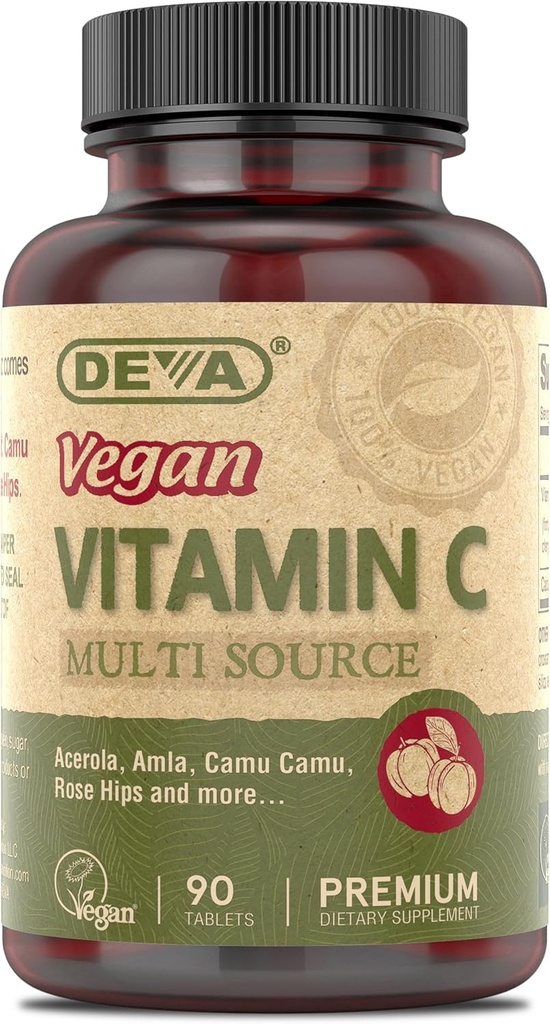 DEVA Vegan Vitamin - Vegan Food Based Premium Vitamin C - Flertal - Non- GMO - 90 tabletter