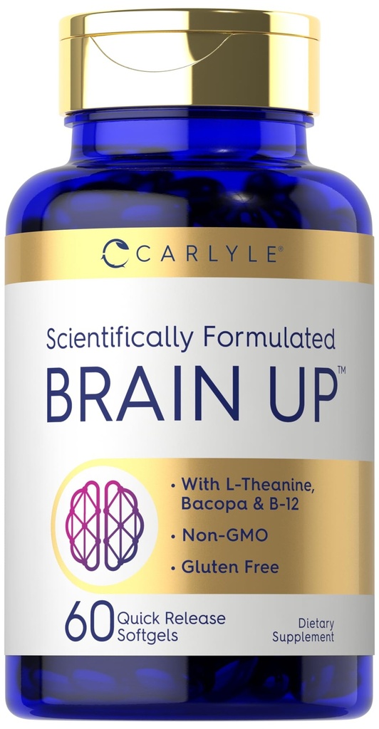 Carlyle Brain Up Supplementet 124; 60 Softgels ttesmå 124; med L- Theanin, Bacopa & B- 12; Non- GMO, Gluten Free