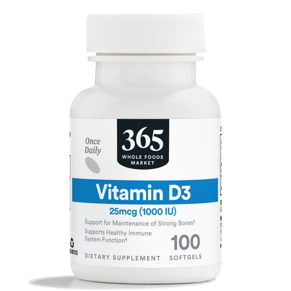 365 af Whole Foods Market, D3- vitamin, 1000 IE, 100 CT