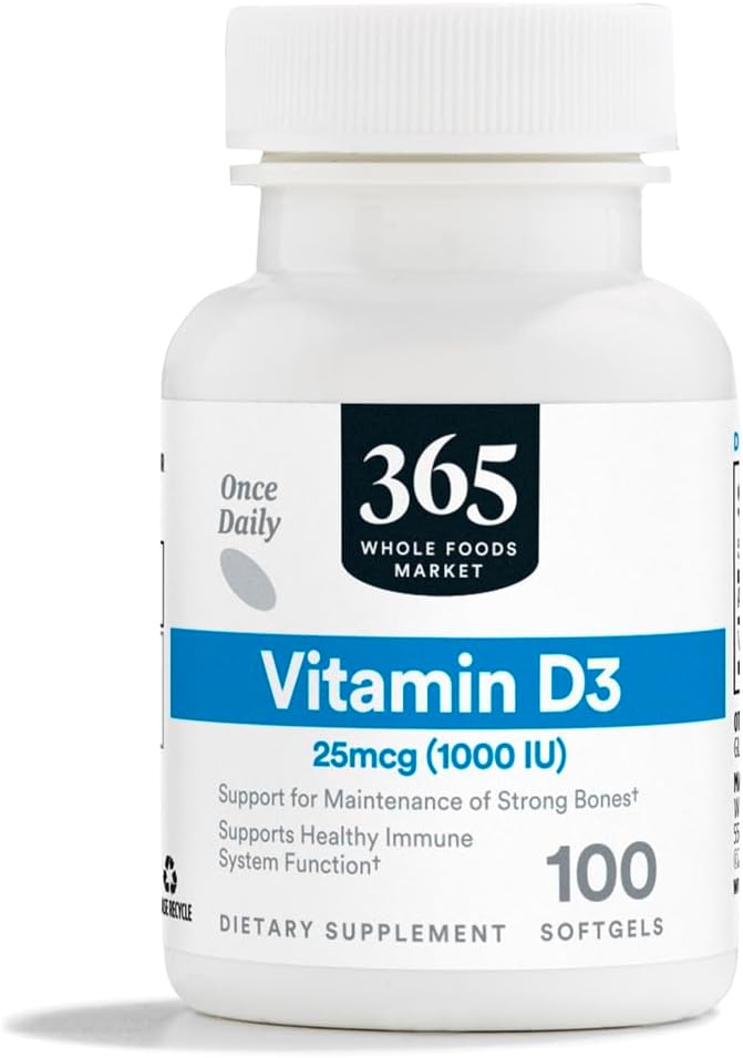 365 af Whole Foods Market, D3- vitamin, 1000 IE, 100 CT