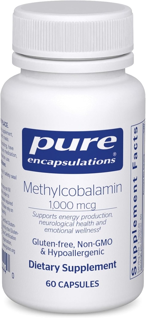 Pure Encapsulations Methylcobalamin 1,000 mcg - Vitamin B12 Supplement to Support Memory & Nerve Health - Premium Vitamin B12 Capsules - 60 Capsules