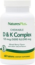 Natures Plus D & K Complex - 60 Blandede Berry Chewables - Understøtter Calcium Metabolisme - Vegetarisk, Non- GMO, Gluten Free, Soy Free - 60 Servere