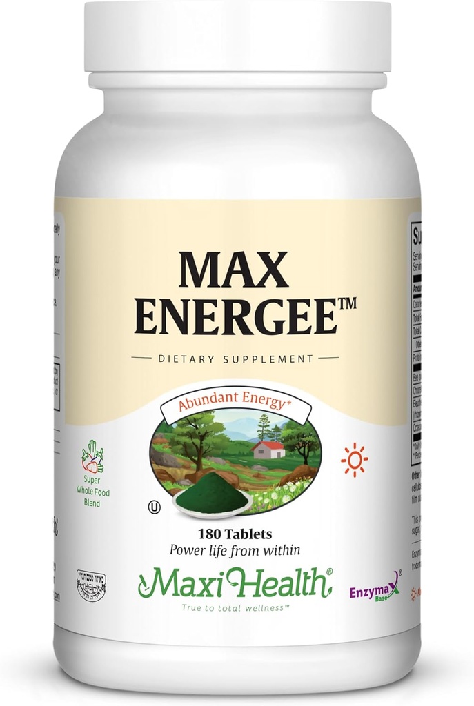 Maxi Health Max Energie - Natural Energy og Stamina Booster - 180 tabletter - Kosher