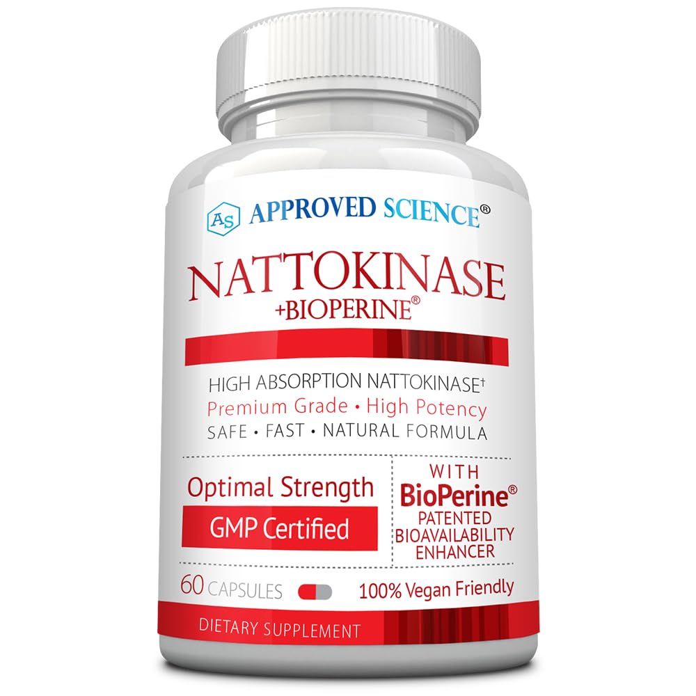 Godkendte Science Natokinase - 4.000 FU - 200 mg - Fri for vitamin K2 - Indeholder BioPerine - One Month Supply - Vegan, Non- GMO - 60 kapsler