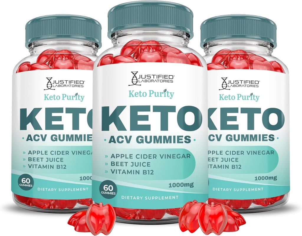 (3 Pack) Keto Renhed Keto ACV Gummies Advanced Formel 1000MG Keto Puritry Keto Gummies Apple Cider Vinagar Formuleret med Pomegranat Beet Juice Powder B12 Vegan Non GMO 180 Gummys