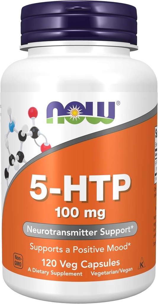 Now Supplements, 5- HTP (5- hydroxytryptophan) 100 mg, Neurotransmitter Support *, 120 Veg kapsler