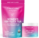 Pink Stork Fertility Tea and Wild Yam Cream for Women, Fertility, Ovulation, Conception, and Hormone Balance for Women with Chaste Tree Berry (Vitex) - Duo