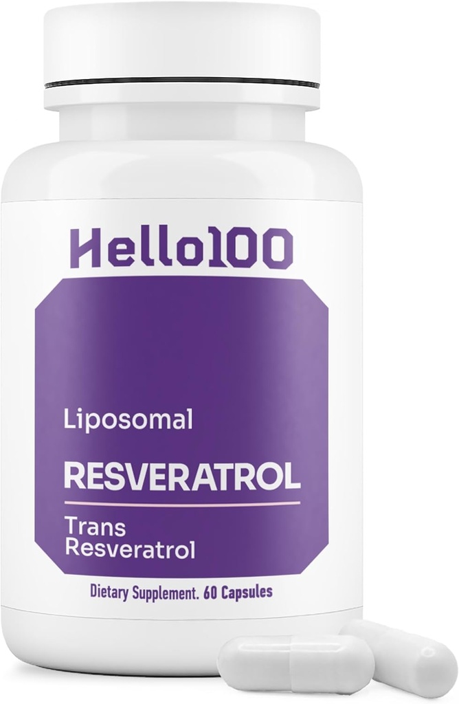 Høj renhed Liposomal Trans Resveratrol Supplement - Hver 250 mg kapsel Overstiger 98% Renhed af Organic Resveratrol Supplement - Antioxidant Liposomal Resveratrol, Vegan - 60 kapsler