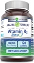 Amazing Formulas Vitamin K2 Menaq7 MK7 Supplement XX 124; 100 Mcg