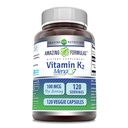 Amazing Formulas Vitamin K2 Menaq7 MK7 Supplement XX 124; 100 Mcg
