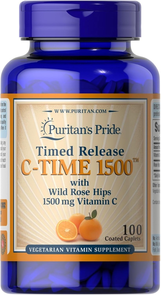 Puritan 's Pride Vitamin C 1500 mg med Rose HIPS kapsler, 100 Greve