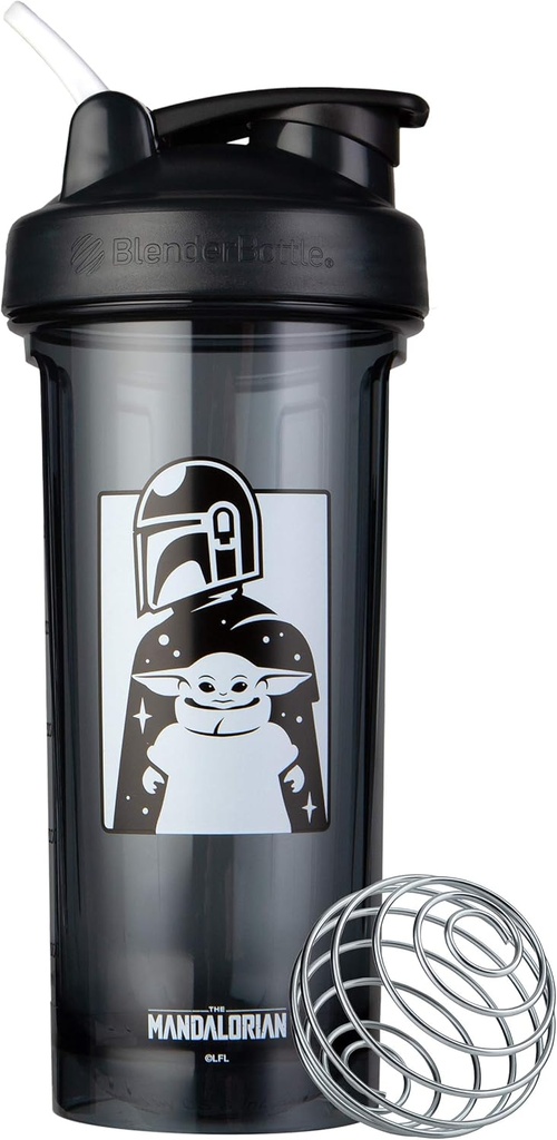 BlenderFlaske Star Wars Shaker Flaske Pro Series Perfekt til Protein Shakes og Pre Workout, 28-Ounce, Mandalorian & Child